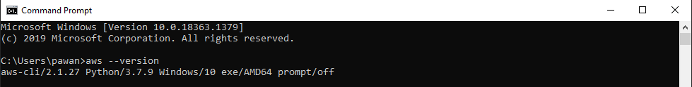 AWS CLI Showing the Version